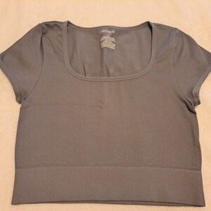 Wild Fable Gray Ribbed Crop Top